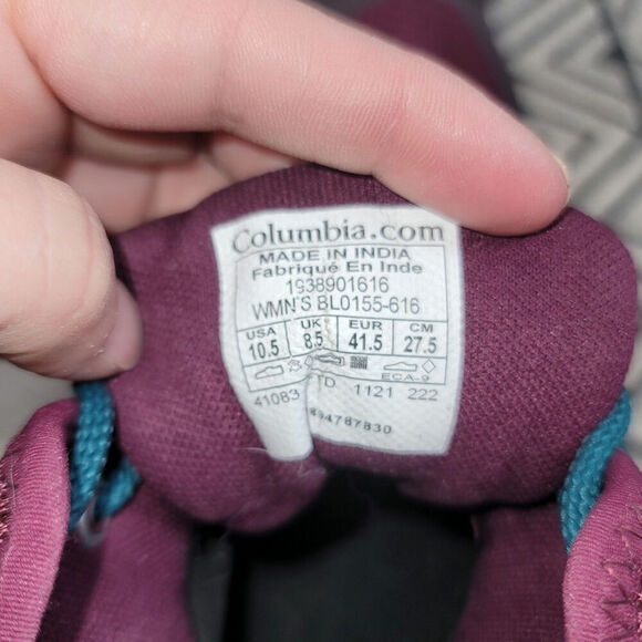 Columbia Trailstorm Mid Waterproof Maroon/Teal Hiking Boots, sz 10.5 - Picture 15 of 15
